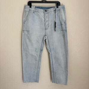 One Teaspoon Mr Browns Mens Light Blue Denim Jeans 36RL Low Slung Tapered Leg